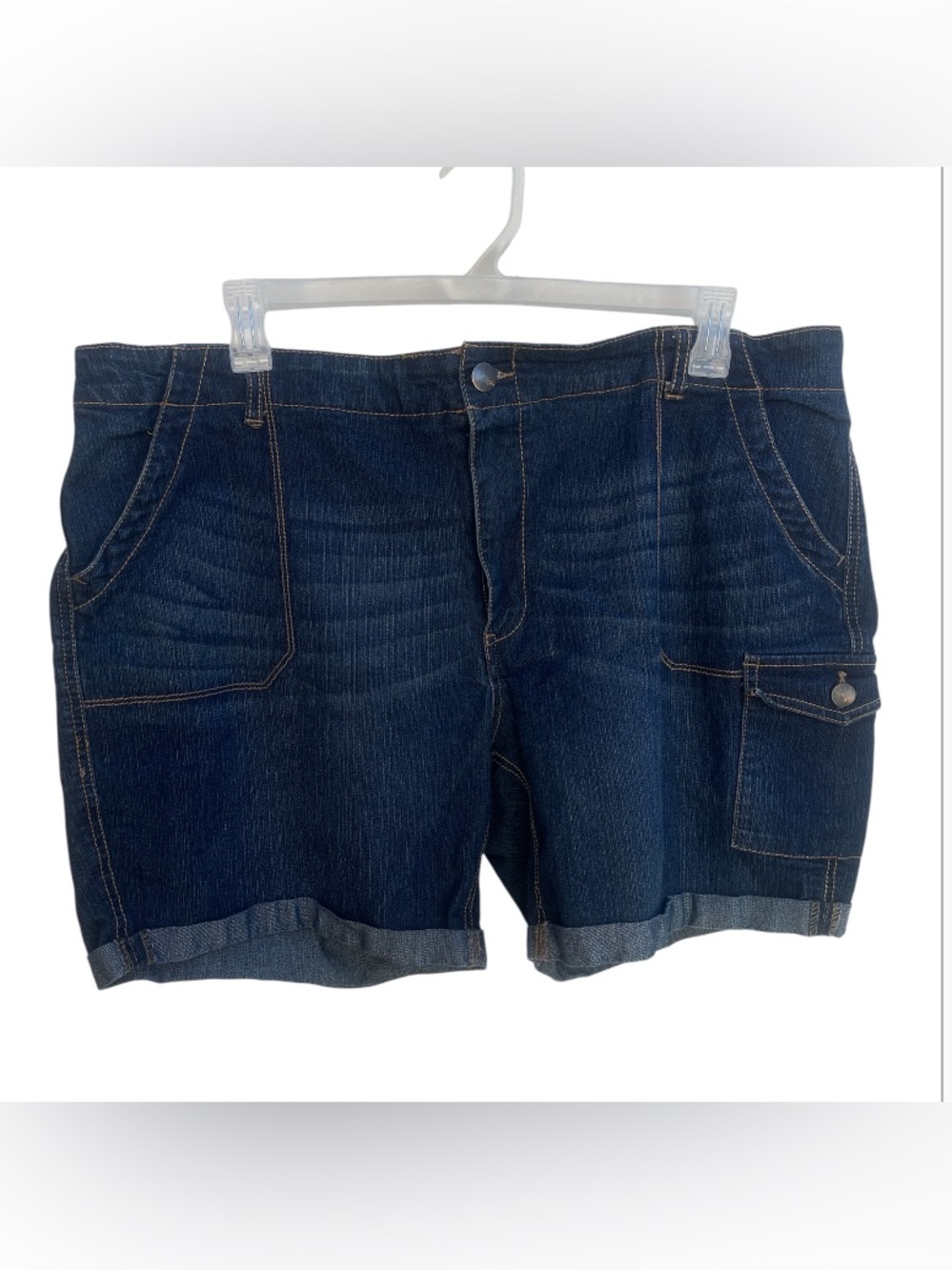 Faded Glory Dark Blue Denim Cuffed Jean Shorts